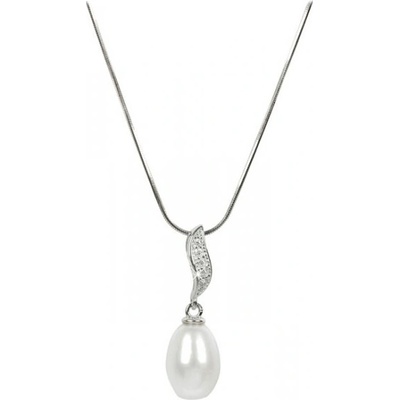 JwL Luxury Pearls Strieborný náhrdelník s perlou a zirkónmi JL0200