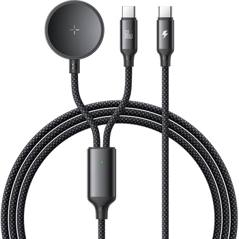 Xmart Кабел Xmart 2 в 1 USB-C към магнитно зарядно за Galaxy Watch и USB-C 60W, 1.2м, Черен (25043)