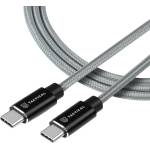 Tactical Aramid допълнително здрав кабел USB-C/USB-C 100W 20V/5A - 1m - Сив KP31193