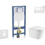 Geberit Duofix - Комплект за стенен монтаж, тоалетна чиния Nefia и седалка с плавно затваряне, бутон Sigma20, бяло/хром SANI11CA31108 (SANI11CA31108)