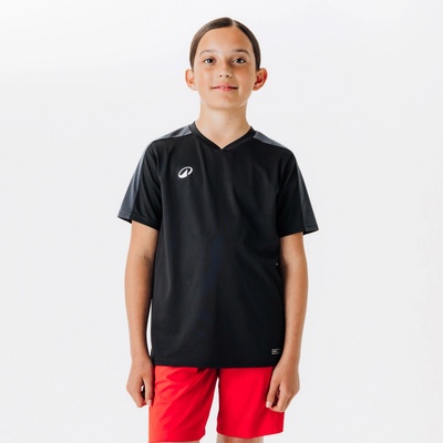 Kipsta Futbalový dres Essentiel s krátkym rukávom čierny