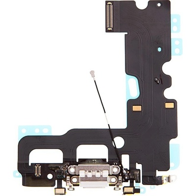 AppleMix Napájací a dátový konektor s flex káblom + GSM anténa + mikrofóny pre Apple iPhone 7 - biely - kvalita A+