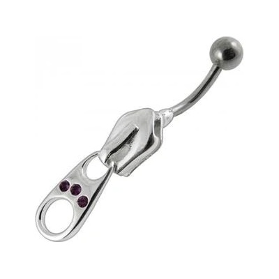 Šperky4U stříbrný piercing do pupíku zip BP01007-A