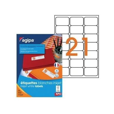 Etikety inkjet 63,5x38,1mm Agipa A4 100 hárkov