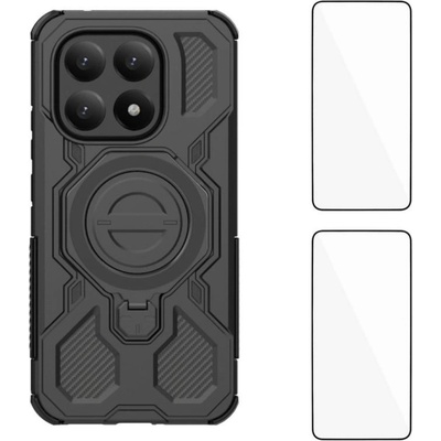 Xiaomi WANLONFENG Калъф (PC + TPU) със Стойка за Xiaomi 15T | 2 бр. Стъклени Протектори | Усилена защита | 4 Цвята