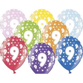 PartyDeco balonek s číslom 9 narodeninový