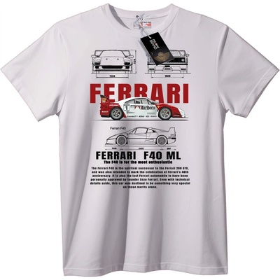 NOONEBRAND Тениска Ferrari F40 Състезание - 7XL, Black