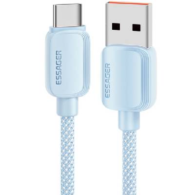 ES-X46 Плетен кабел за зареждане и данни - USB-A към USB-C - 2 m - син (87367)