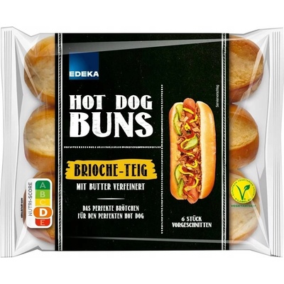 Edeka Hotové rohlíky Hot Dog Těsto Vaječné máslo Volný výběh 6 Ks 270g – Zboží Dáma