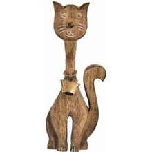 INDECOR Mačka so zvončekom 10 x 4 x 30 cm, mangové drevo INDECOR X13096