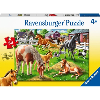 Ravensburger Детски пъзел Ravensburger от 60 части - Щастливи коне (5175)