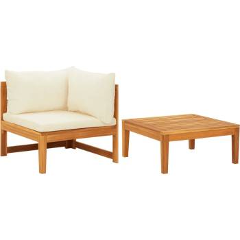 Image 1 of vidaXL Градински лаундж комплект с кремави възглавници 2 части акация (316316)