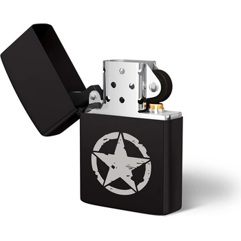 Image 1 of DRAGOWA Бензинова запалка с гравировка Star, черна (20618)