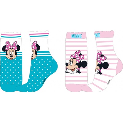 Minnie Mouse 52349865 Dievčenské ponožky tyrkysová / ružový prúžok