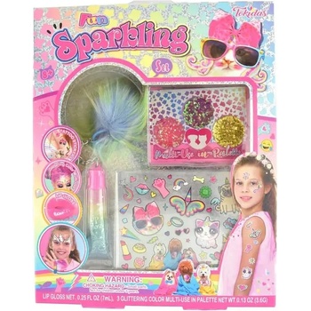Robetoy Детски Комплект с блестящ гланц, залепващи стикери и трицветна палитра за детски грим