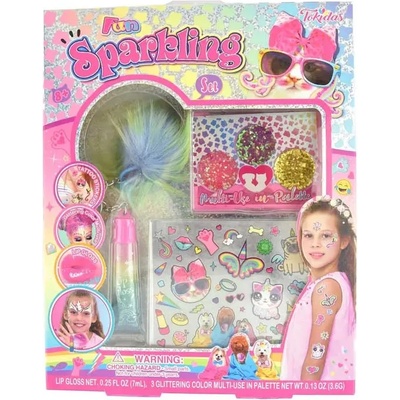 Robetoy Детски Комплект с блестящ гланц, залепващи стикери и трицветна палитра за детски грим