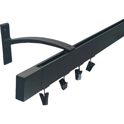 Kovovégarnýže Garnýže Square line elegance square černá matná Jednořadá, 0-100cm, jezdec+šnekový háček