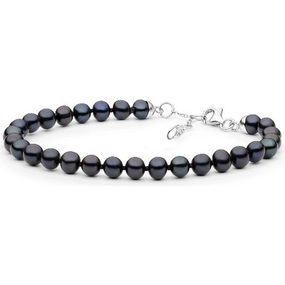 Eppi Strieborný náramok s čiernými perlami Morin BR46749