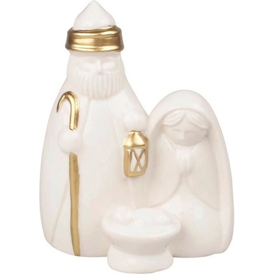 Anděl Přerov Svatá rodina porcelánová se zlatým dekorem 9 x 12 x 6 cm