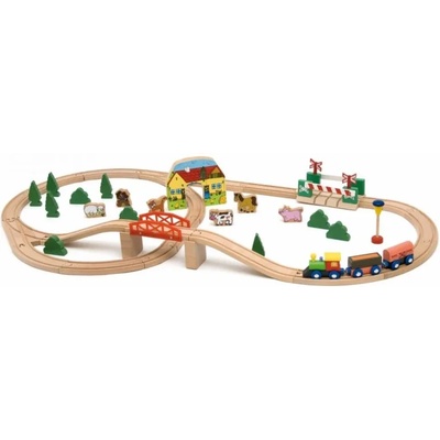 Woodyland Веселото влакче дървено влакче релси и аксесоари (93016)