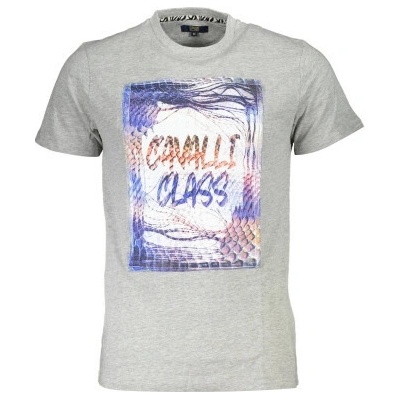 Cavalli Class T Shirt Maniche Corte Uomo Grigio Šedá