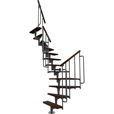 Minka STAIRS Lomené modulové schodiště Joker 180° ořech/šedá, 304,2 cm