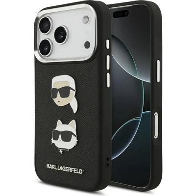 KARL LAGERFELD Калъф Karl Lagerfeld FW Grained Karl & Choupette Heads Pins & Logo iPhone 17 Pro - черен (3666339494674)