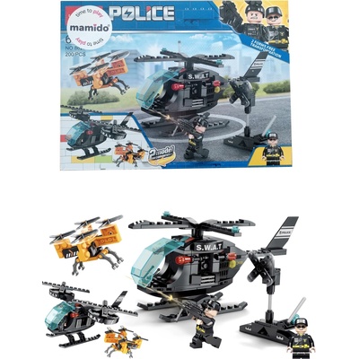 Mamido Stavebnica policajného vrtuľníka s dronom SWAT 2v1 200 ks MT1130