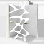 Mexen Kioto+ стена за душ с рафт Walk-in 80 x 200 cm, бяла вълна, златна - 800-080-121-50-97 (800-080-121-50-97)