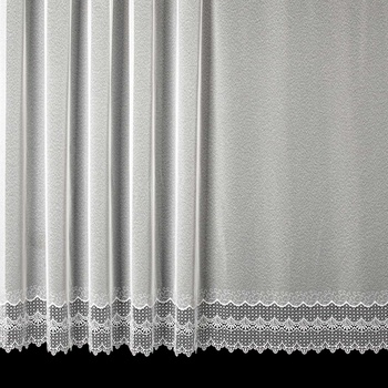 Českomoravská textlní záclona sablé V801 vyšívaná mřížka, s bordurou, bílá, výška 150cm ( v metráži)