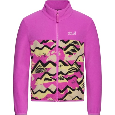 Jack Wolfskin Детско поларено яке Jack Wolfskin Kid's Paw Era 100 Print Fullzip Fleece jacket - Mountain Paw Foxglove - размер 164 (EU) (703-6909-0216)