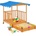 vidaXL Детска къща за игра с пясъчник, чамова дървесина, синя, UV50 (91795)
