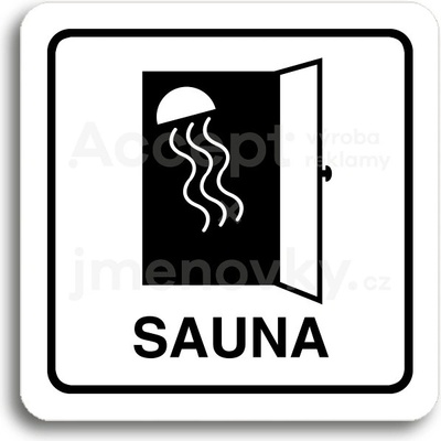 ACCEPT Piktogram sauna - bílá tabulka - černý tisk