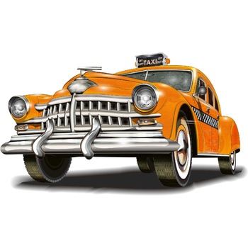 DIMEX ART s. r. o Флизелинов фототапет жълто ретро такси 375 x 250 см