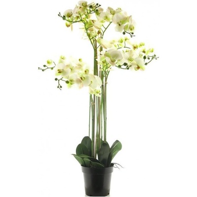 Umělá orchidej Bora, v květináči, 8 výhonů, bílá, výška 110 cm