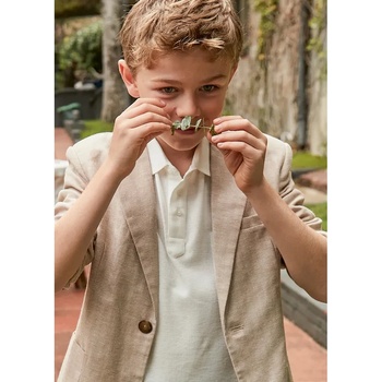 MAYORAL Бяла тениска за момче с джоб и яка Mayoral