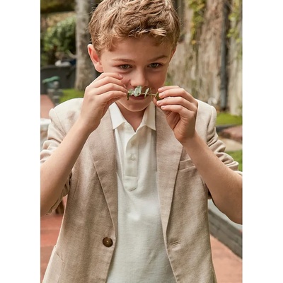 MAYORAL Бяла тениска за момче с джоб и яка Mayoral