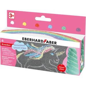 Eberhard Faber Асфалтова креда във формата на рог на еднорог, eberhard faber, 6 блестящи цвята (526560)
