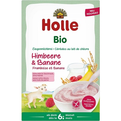 Holle BIO kaša s kozím mliekom, malinami a banánom 200 g