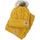 Baby Nellys Zimná pletená čiapka s brmbolcom + komín horčica