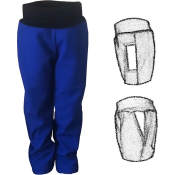 Dětské softshellové kalhoty s kapsami s fleecem tmavě modré s černým nápletem Obdélník