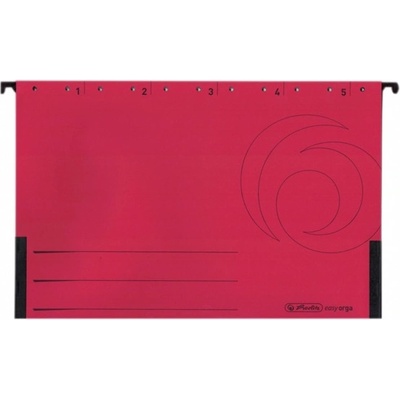 Папка картотека Herlitz Easyorga, V-образна, изработена от картон, с метални шини, червена, 5бр. в опаковка (OK1284)