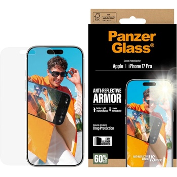 Panzer Стъклен протектор PanzerGlass за iPhone 17 Pro, Anti-Reflective Armor , w. EasyAligner