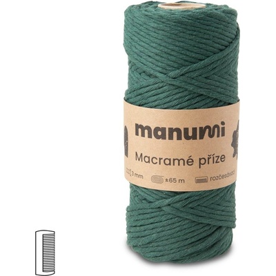 Manumi Macramé příze stáčená 3mm tmavě zelená - 1 ks