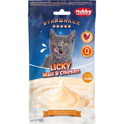 Nobby Starsnack Licky Cat mäsové pyré kuraciecí se sladem 5x15 g