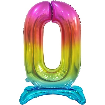 Nafukovací stojící číslice 0 duhová fólie 74cm