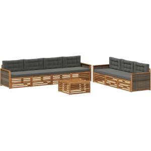 vidaXL Комплект дивани за открито 8 бр. Натурален и Антрацит (3383110)