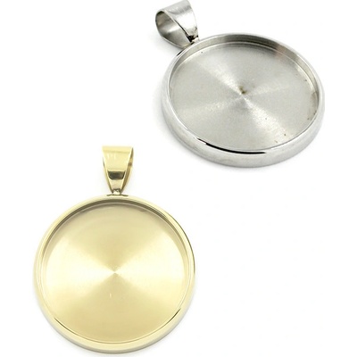 Leštěný Přívěsek kolečko s lůžkem 304 18mm - 1Ks - Light Gold RL