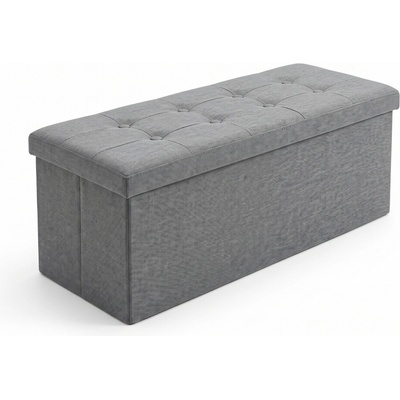 SCENA LIVING Obdélníkový taburet s úložným prostorem, skládací, 110 × 38 × 38 cm, šedý šedá