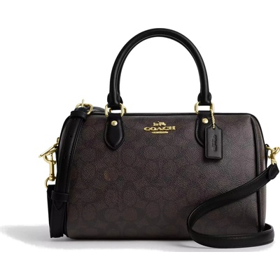 Coach kabelka Rowan Satchel Bag In Signature Canvas Gold Walnut Black